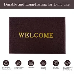 Kuber Industries Set Of 4 Maroon & Black Anti-Skid Doormats image 5