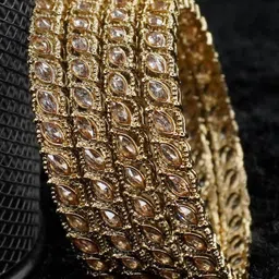 Panini jewels Set Of 4 Gold-Plated American Diamond Stone-Studded Bangles image 3