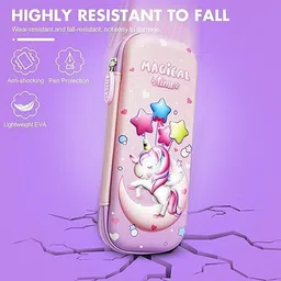 ar jouiet mansion Unicorn 3D Eva Pencil Case Pouch School Stationery Pouch for kids 3D Art EVA Pencil Box image 2