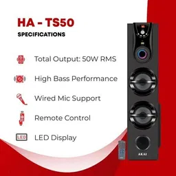 Akai HA-TS50 50 W Bluetooth Tower Speaker image 3