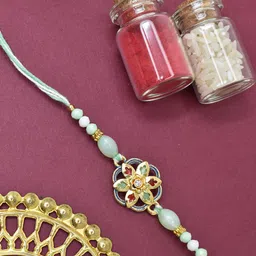 MEIRA JEWELLERY Nature's Core Flower Artficial Stones Studded & Beaded Thread Rakhi-picture-38