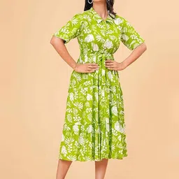 ROYALICA Women Printed Button Closure Fit & Flare Dress-picture-17