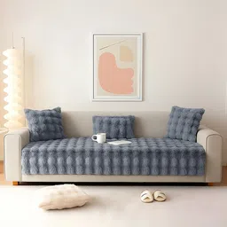 DREAM CARE Grey & Grey 1 Piece Sofa Cover-picture-39