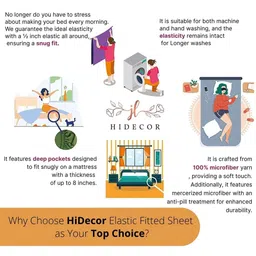 HIDECOR Beige 210 TC King Bedsheet with 2 Pillow Covers image 4