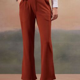 FITHUB Women Regular Fit Mid-Rise Cotton Formal Trousers-picture-31