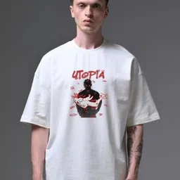 Stitchmeashirt Graphic Printed Drop-Shoulder Sleeves Activchill Pure Cotton T-shirt-picture-37