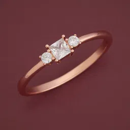 Kushal's Fashion Jewellery White 92.5 Sterling Silver Rose Gold-Plated Party Finger Ring-image-14
