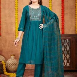 Muhuratam Girls Pure Silk Kurta Sets-picture-30