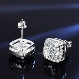 MYKI Silver-Plated Contemporary Cubic Zirconia Studs Earrings-picture-11