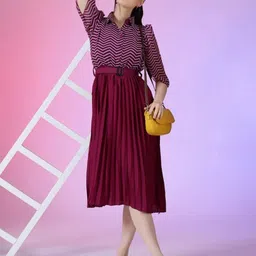 Jash Creation Print Puff Sleeve Applique Georgette Fit & Flare Dress-picture-27