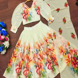 BAESD Girls Printed Ready to Wear Lehenga & Blouse With Dupatta image 3