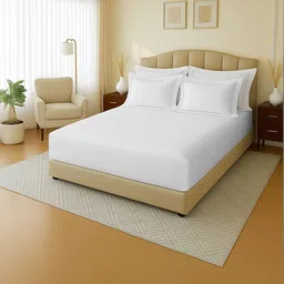 MAYFAIR HOMES LONDON White 144 TC King Bedsheet with 2 Pillow Covers image 2