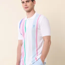 U.S. Polo Assn. Men Summer Splash Vertical Striped Polo Collar Cotton T-shirt image 3