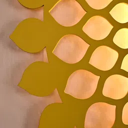 DEKORSTATION Yellow & Beige Wood Contemporary Spherical Shaped Wall Lamp image 5