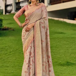Mitera Ethnic Motifs Printed Zari Saree With Unstiched Blouse Piece-picture-10