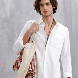 WROGN Men Comfort Fit Solid Spread Collar Cotton Casual Shirt-picture-38