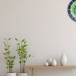 THE QUIRKY HOME A Peacock's Pride Blue & Yellow Printed Ceramic Wall Plate-picture-12