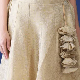 Frolic Rolic Floral Printed Jacquard Silk Flared Maxi Skirt image 5