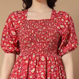 Vastani Enterprise Printed Puff Sleeve Fit & Flare Dress image 3