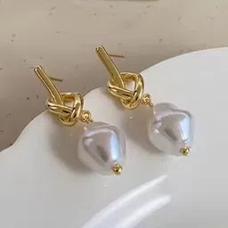 Aurum & You Gold-Plated Pearls Beaded Contemporary Drop Earrings-picture-25