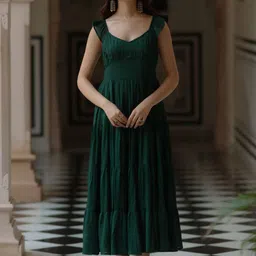 anayna Women Flared Sleevesless Midi Ethnic Dresses-picture-31