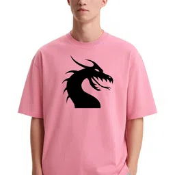 Fashnobic Men Dri-FIT Trendy Dargon Printed Round Neck Cotton Oversized T-shirt-image-71