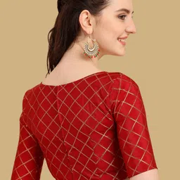 Oomph! Woven Design Zari Boat Neck Saree Blouse image 2