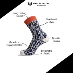 Sockscarving Men Printed Cotton Calf Length Socks image 2