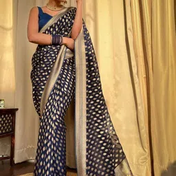 CANIZZARO Ethnic Motifs Woven Design Zari Banarasi Saree image 2