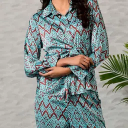 Unityshop Printed Shirt Collar Shirt With Trousers image 3