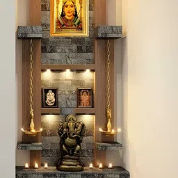 SUNINOW Gold Toned & Green Chehar Maa Wooden Photo Frames image 3