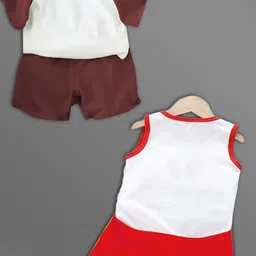 HELPOM Kids Pack Of 2 Printed Round Neck T-shirt With Shorts image 5