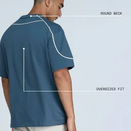 CAVA Men Steel Blue Round Neck Oversized Jersey Tshirts image 4
