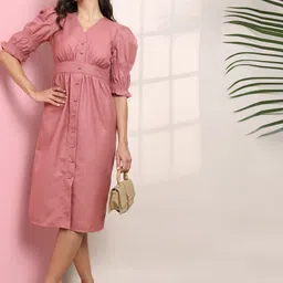 tokyo talkies Women Shirt Pink Knee Length Dress-picture-19