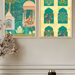 Kotart Green & Yellow 2 Piece Wood Other Wall Paintings-picture-17