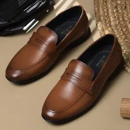 Woodland Men Leather Round Toe Slip-On Loafers-picture-45