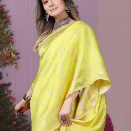 oxalis Ethnic Motif Woven Design Zari Banarasi Kanjeevaram Saree image 2