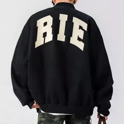 KPOP Men Typography Varsity Jacket image 3