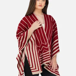 JoE Hazel Striped V-Neck Open Front Longline Poncho image 5