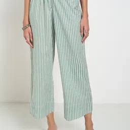 RANGMANCH BY PANTALOONS Women Striped Flared Trousers-image-30