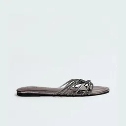 max Women Textured Open Toe Flats with Bows image 2