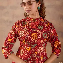 SIMPLYETHNIC Printed Mandarin Collar Tunic & Trousers Co-Ords image 2