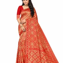 Maroosh Woven Design Zari Silk Blend Banarasi Saree-image-74