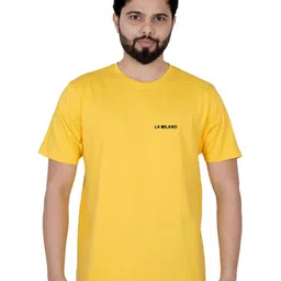 LA MILANO Men Graphic Printed Round Neck Pure Cotton Slim Fit T-shirt image 4