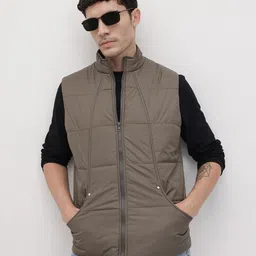 The Roadster Life Co. Typography Printed Mock Collar Gilet Jacket-image-16