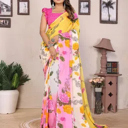 Moda Rapido Floral Printed Poly Georgette Saree-picture-10