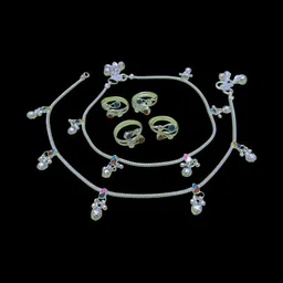 AamNa Enterprises Silver-Plated Stone-Studded & Beaded Jewellery Set-picture-11