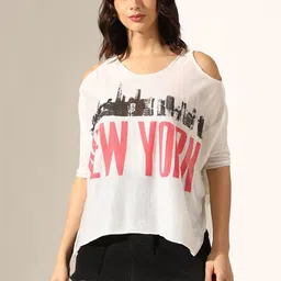 SHOWOFFFF Print Cold-Shoulder Top-image-89