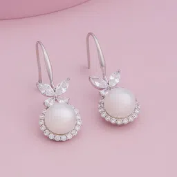 Kushal's Fashion Jewellery Rhodium-Plated Classic Zircon Studded Drop Earrings-picture-32