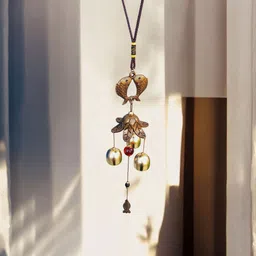 creeknest Metal Wind Chime for Home & Garden Feng Shui Good Luck Bell with Fish Design Stainless Steel, Wood Windchime image 1